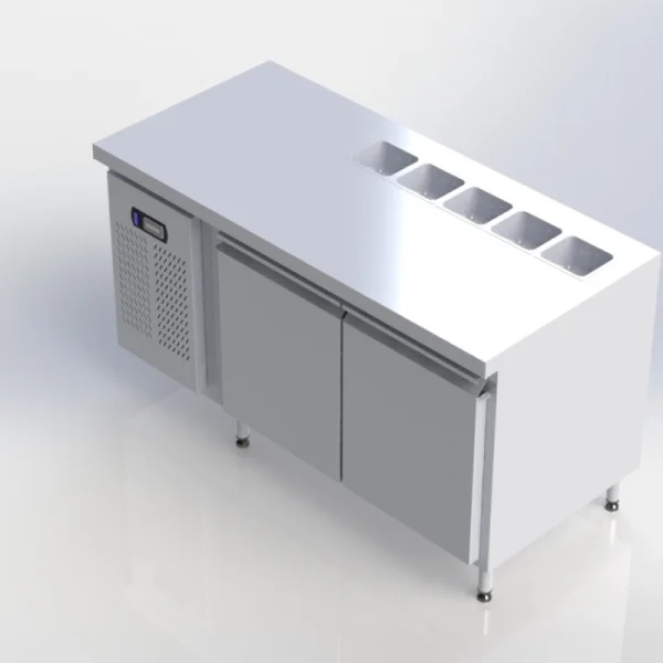 Sheffield Fabrications Counter Chiller With Cutouts For Salad Toppings & Pizzeria