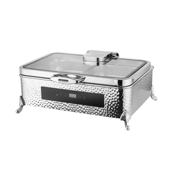 Winners Electric Chafing Dish Hammered Stainless Steel Finish 9 Litres Rectangle