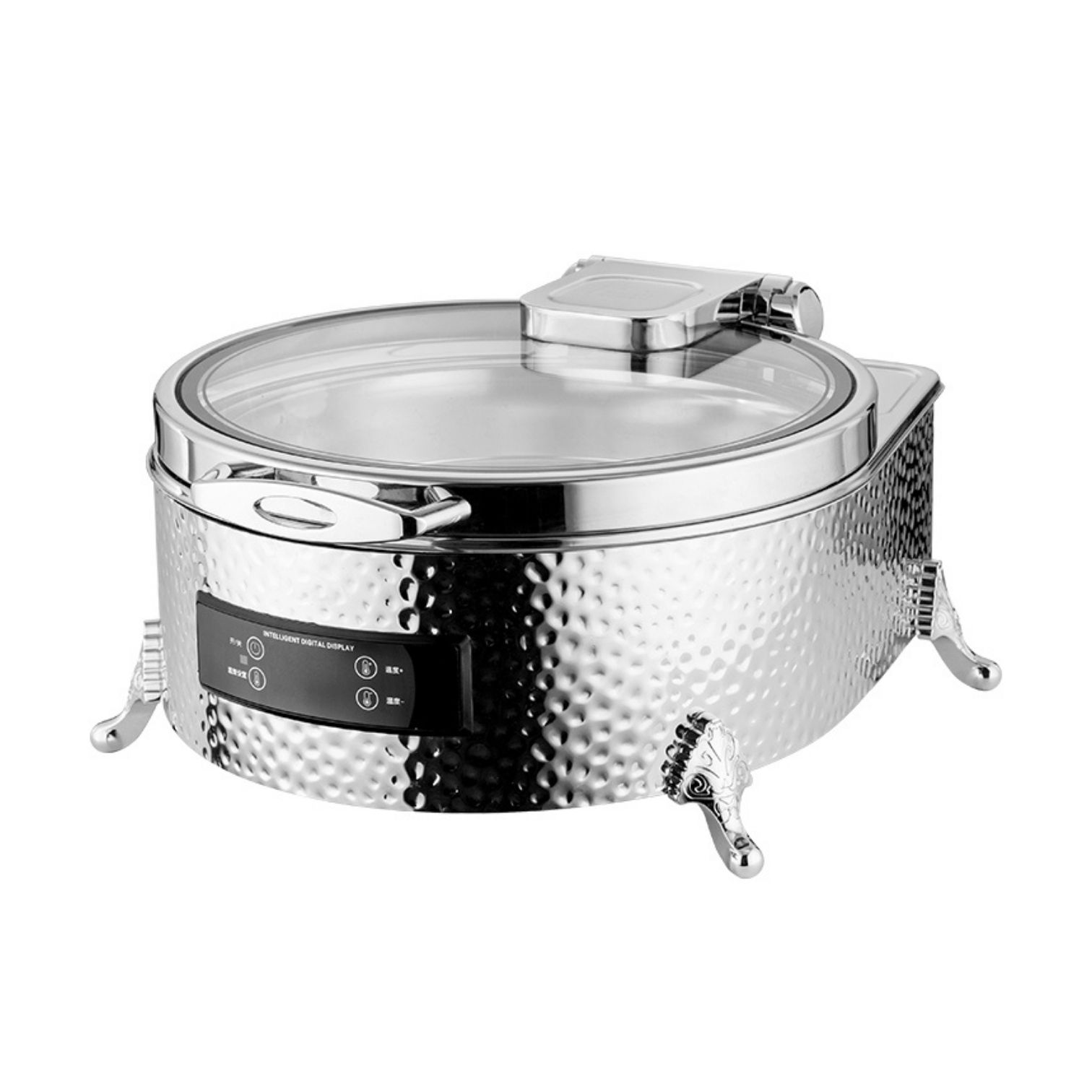 Winners Electric Chafing Dish Hammered Stainless Steel Finish 6 Litres Round